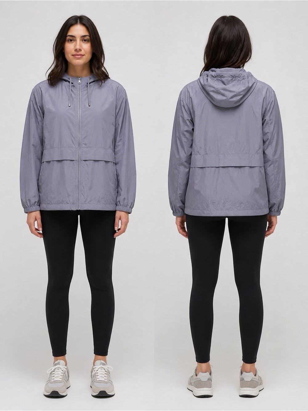 Unisex Lightweight Hooded Windbreaker Jacket - Gray Sz M